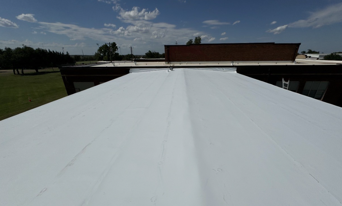 Flat white TPO commercial roof